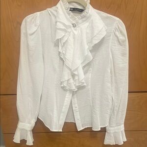 Elegant White Ruffled Blouse